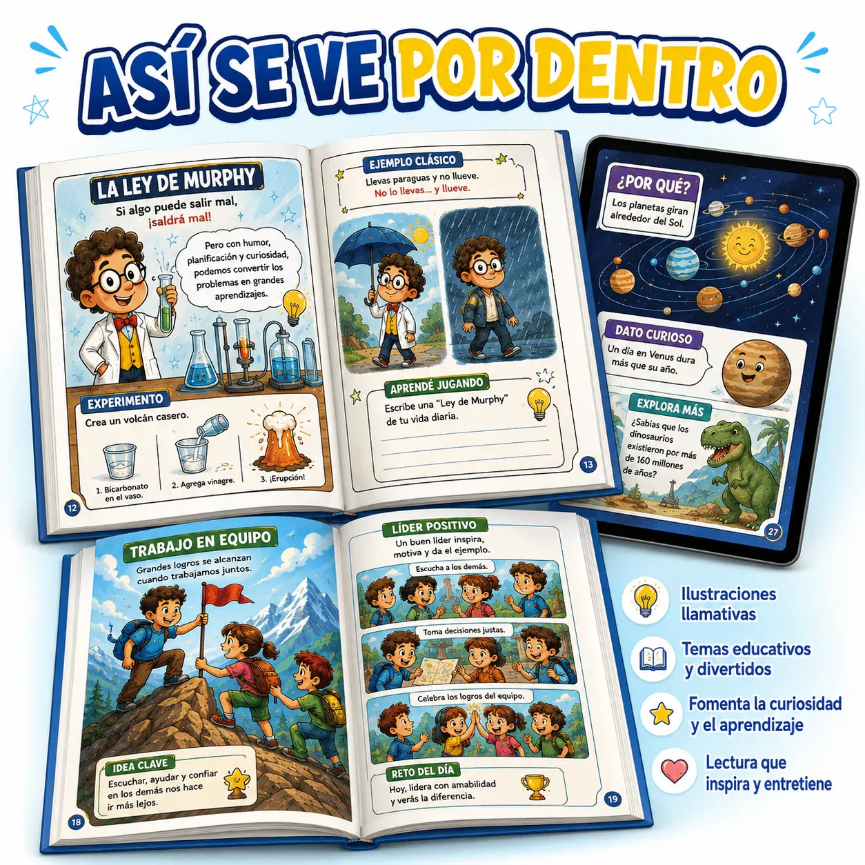 Vista interior de los libros ilustrados